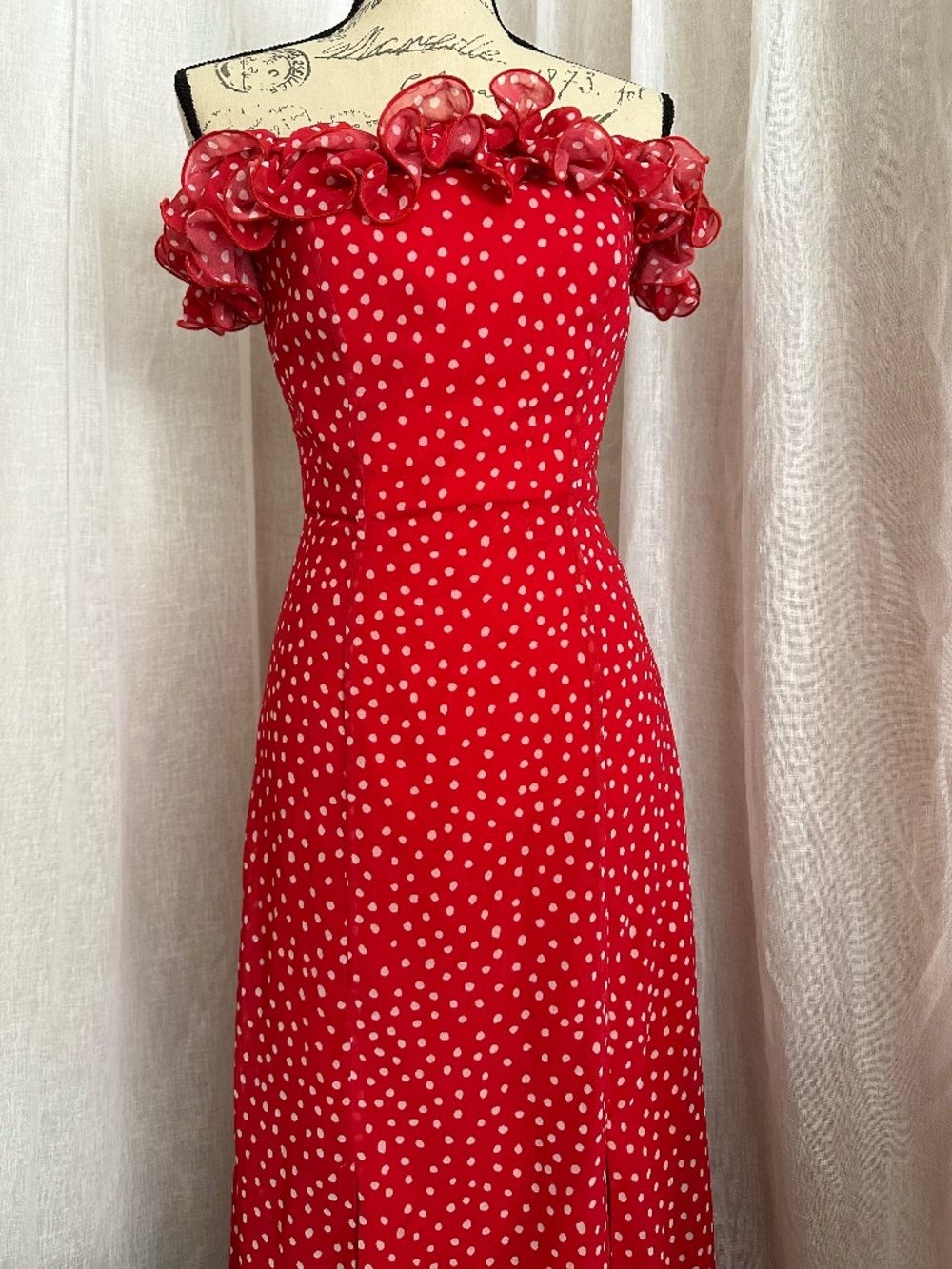 KEEPSAKE the Label Red and White Polka Dot Ruffle Dress size Small - Picture 4 of 11